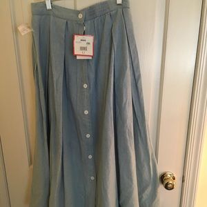 Light Blue Cotton Skirt— Button Front NWT